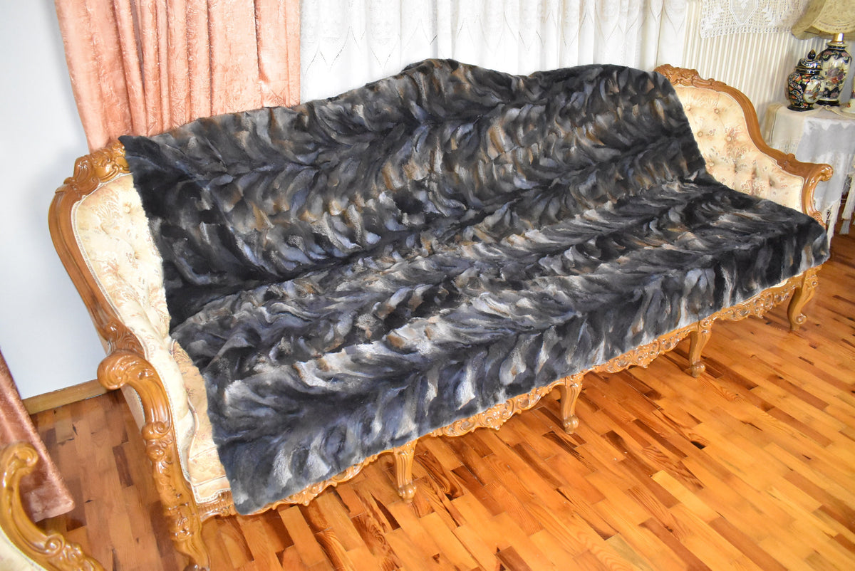 Fur Sofa Cover |Mink Fur  Blanket Green Color | LUXURY  Fur Sofa Throw | Warm Mink Fur Blanket | Mink Fur Carpet | Gift For Her