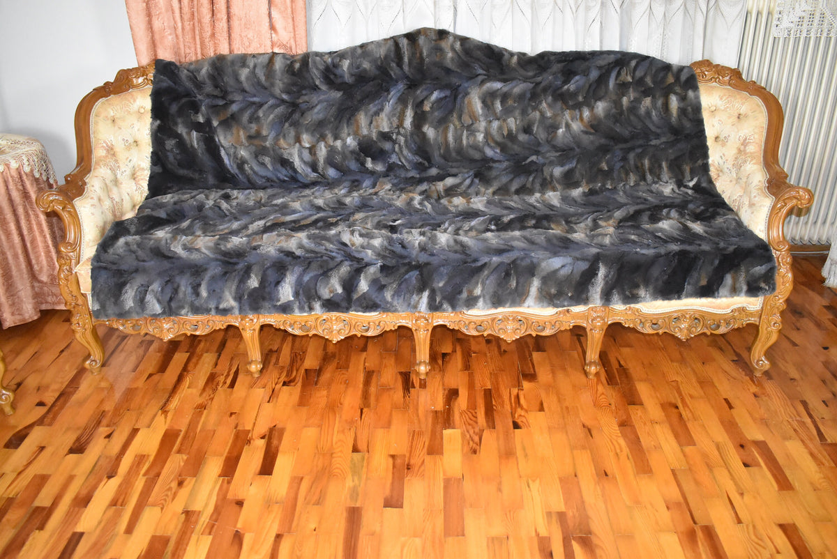 Fur Sofa Cover |Mink Fur  Blanket Green Color | LUXURY  Fur Sofa Throw | Warm Mink Fur Blanket | Mink Fur Carpet | Gift For Her