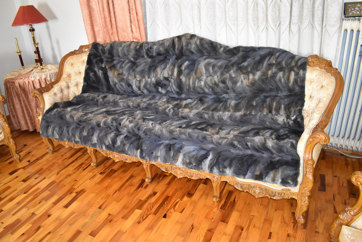Fur Sofa Cover |Mink Fur  Blanket Green Color | LUXURY  Fur Sofa Throw | Warm Mink Fur Blanket | Mink Fur Carpet | Gift For Her