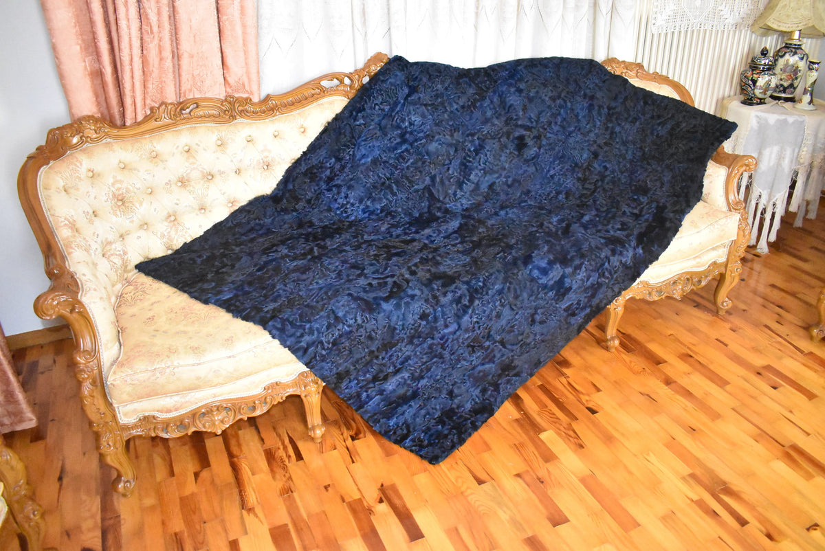 Persian Lamb Fur Blanket: Luxury Sofa Throw, Swakara Fur Carpet (51 X 72 Inches)