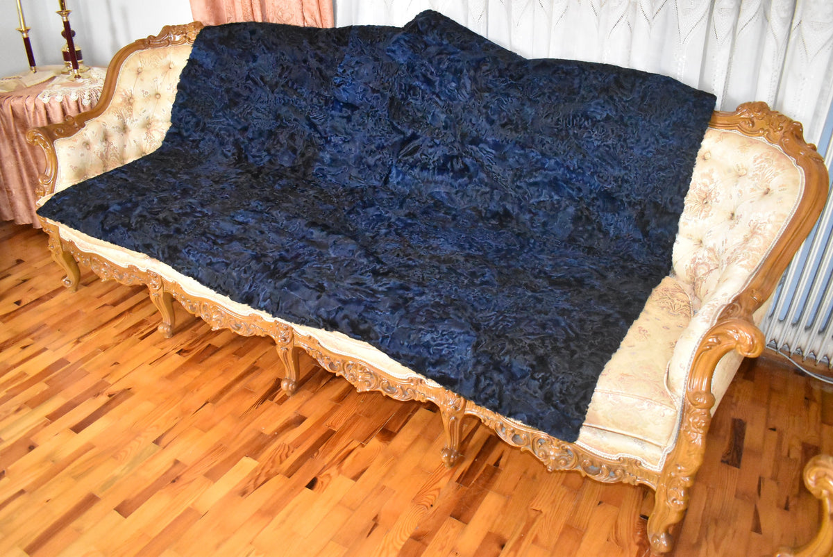 Persian Lamb Fur Blanket: Luxury Sofa Throw, Swakara Fur Carpet (51 X 72 Inches)