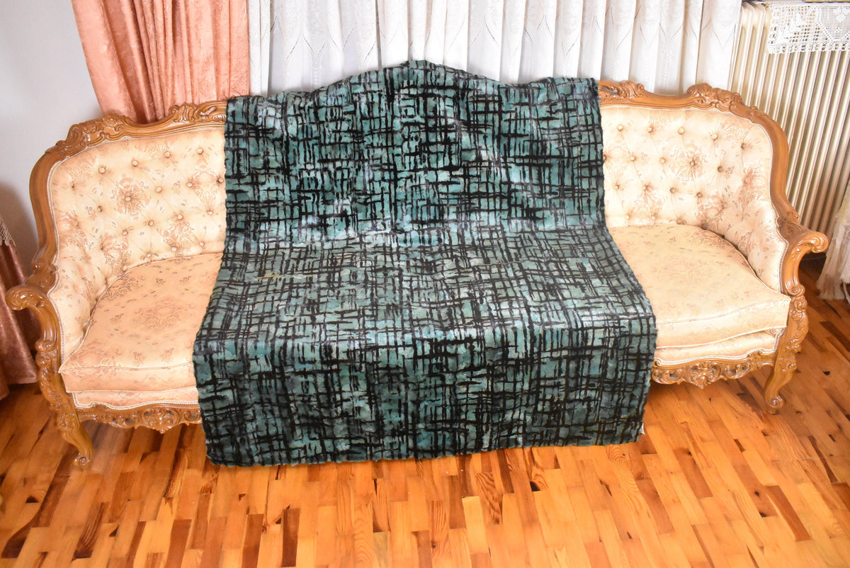 Fur Sofa Cover |Mink Fur  Blanket Green Color | LUXURY  Fur Sofa Throw | Warm Mink Fur Blanket | Mink Fur Carpet | Gift For Her