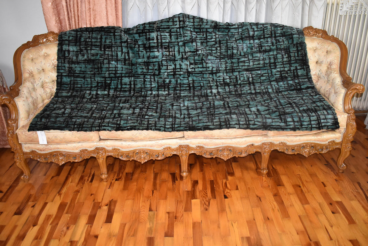 Fur Sofa Cover |Mink Fur  Blanket Green Color | LUXURY  Fur Sofa Throw | Warm Mink Fur Blanket | Mink Fur Carpet | Gift For Her
