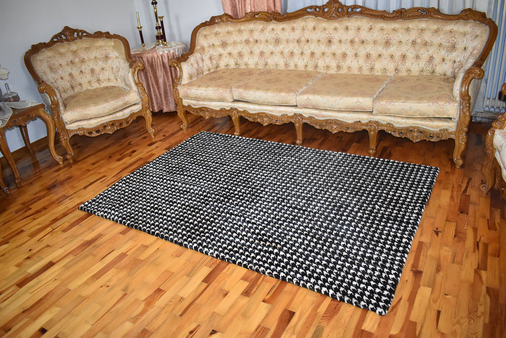 Mink fur blanket Black and White Color | Fur Sofa Cover | luxury fur Carpet | Mink Fur Throw