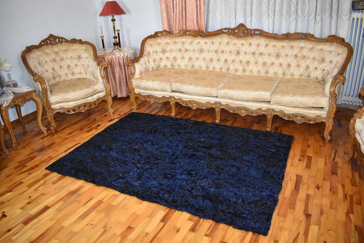 Persian Lamb Fur Blanket: Luxury Sofa Throw, Swakara Fur Carpet (51 X 72 Inches)