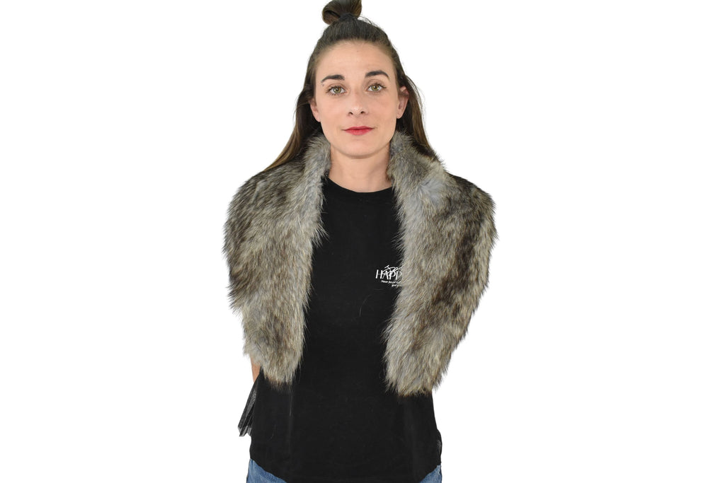 Gray fox Fur Collar / Natural Fur Collar / Detachable Fur Collar / Gift For Her / Luxury fur Collar