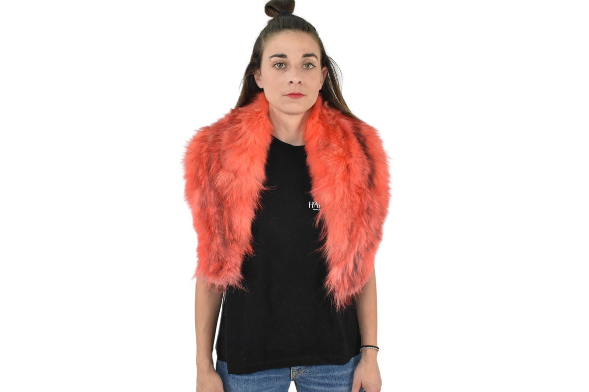 Orange Fur Collar / Big Fox Fur Collar / Natural Fur Collar / Coat Collar/ Detachable fur collar for coat and jackets