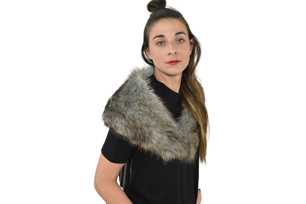 Gray fox Fur Collar / Natural Fur Collar / Detachable Fur Collar / Gift For Her / Luxury fur Collar