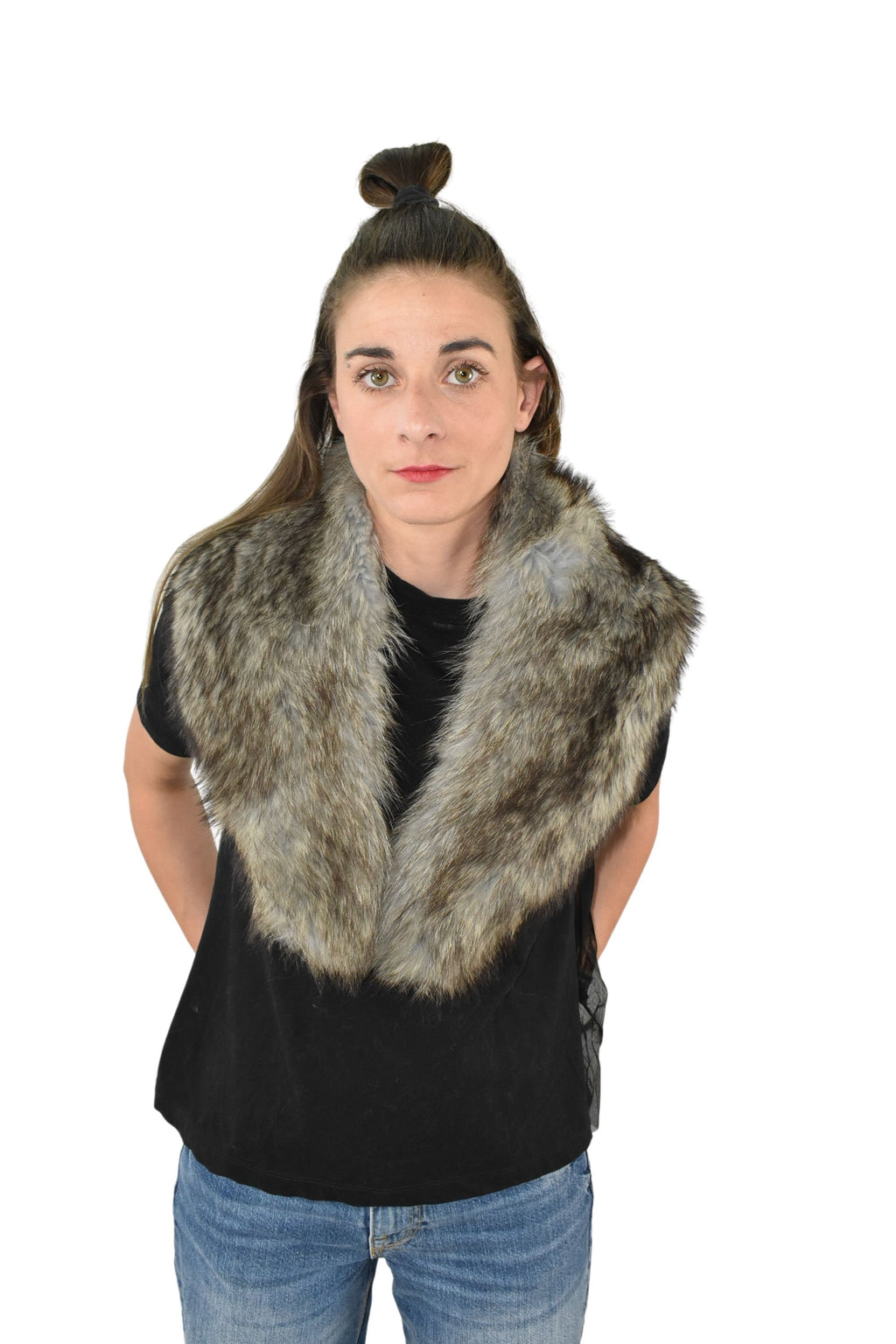 Gray fox Fur Collar / Natural Fur Collar / Detachable Fur Collar / Gift For Her / Luxury fur Collar