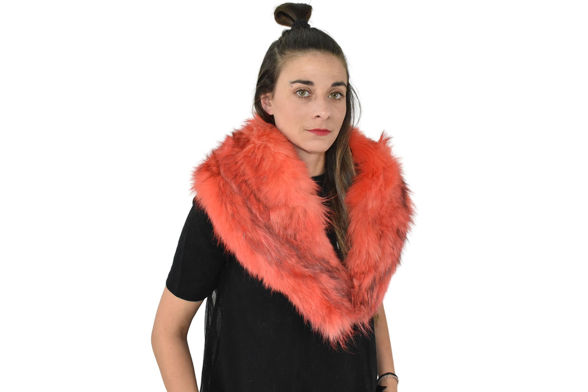 Orange Fur Collar / Big Fox Fur Collar / Natural Fur Collar / Coat Collar/ Detachable fur collar for coat and jackets