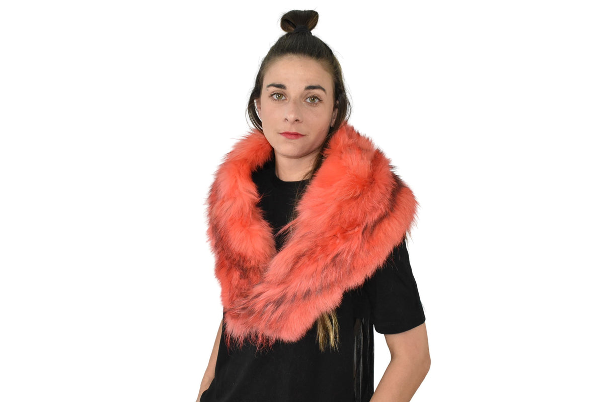 Orange Fur Collar / Big Fox Fur Collar / Natural Fur Collar / Coat Collar/ Detachable fur collar for coat and jackets