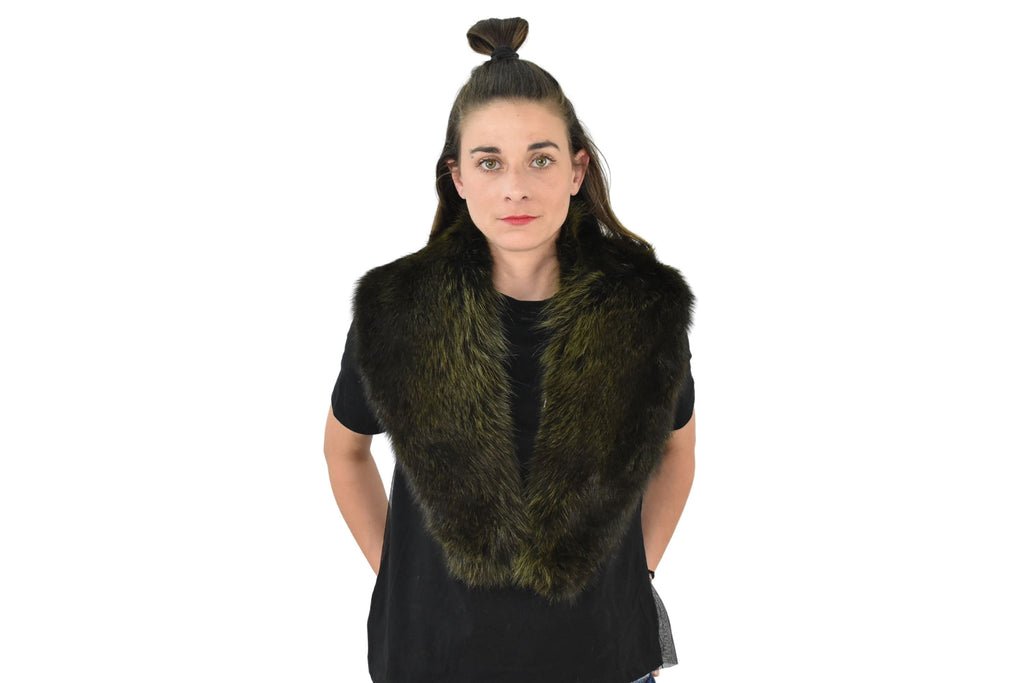 Beautiful Fox Fur Collar / Natural Dark Green Fur Collar / Detachable Fur Collar / Gift For Her / Luxury fur Collar