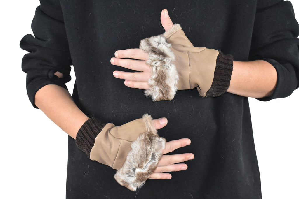 Sheepskin Fur Lined Gloves | Fur Gloves | Shearling fingerless gloves | Sheepskin Gloves | Gift For her