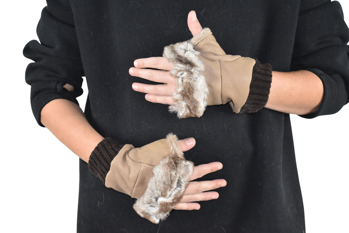 Sheepskin Fur Lined Gloves | Fur Gloves | Shearling fingerless gloves | Sheepskin Gloves | Gift For her
