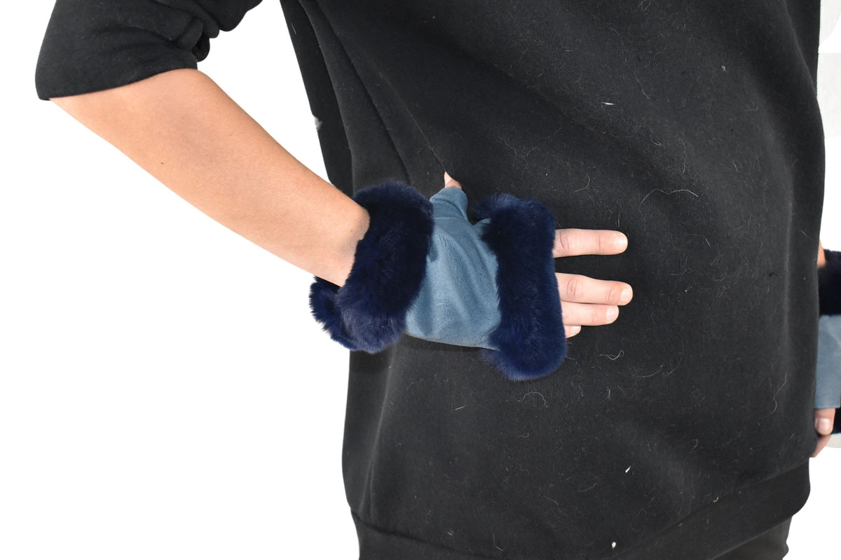 Leather Gloves  | Genuine Leather Gloves  | Women Gloves  | Rex rabbit Fur  Gloves | Black  Gloves | Valentine Gift