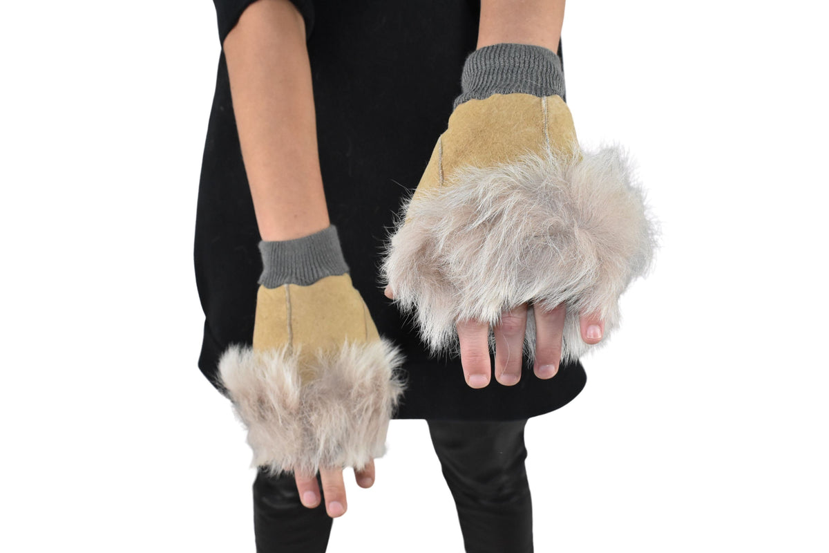 Fur Gloves | Shearling fingerless gloves | Sheepskin Gloves | Gift For her