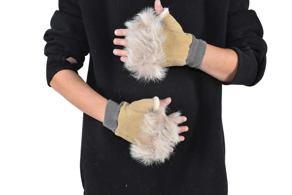 Fur Gloves | Shearling fingerless gloves | Sheepskin Gloves | Gift For her