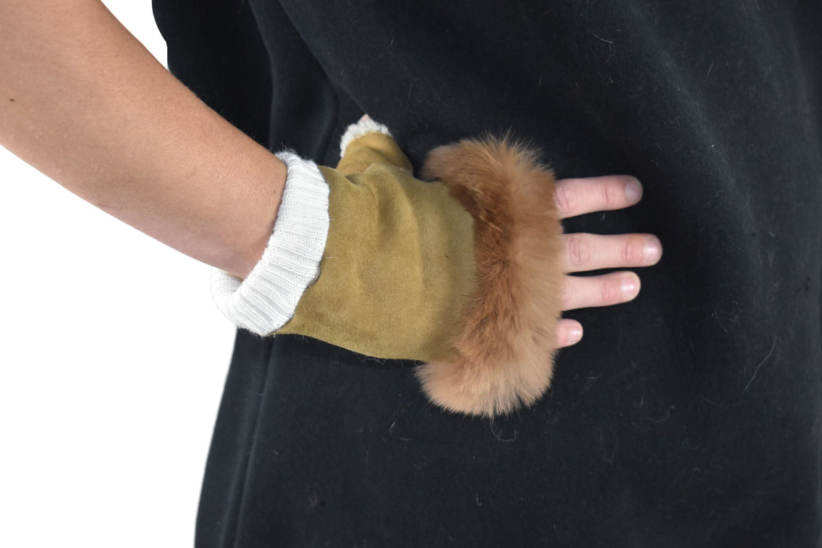 Sheepskin Fur Lined Gloves | Fur Gloves | Shearling fingerless gloves | Sheepskin Gloves | Gift For her