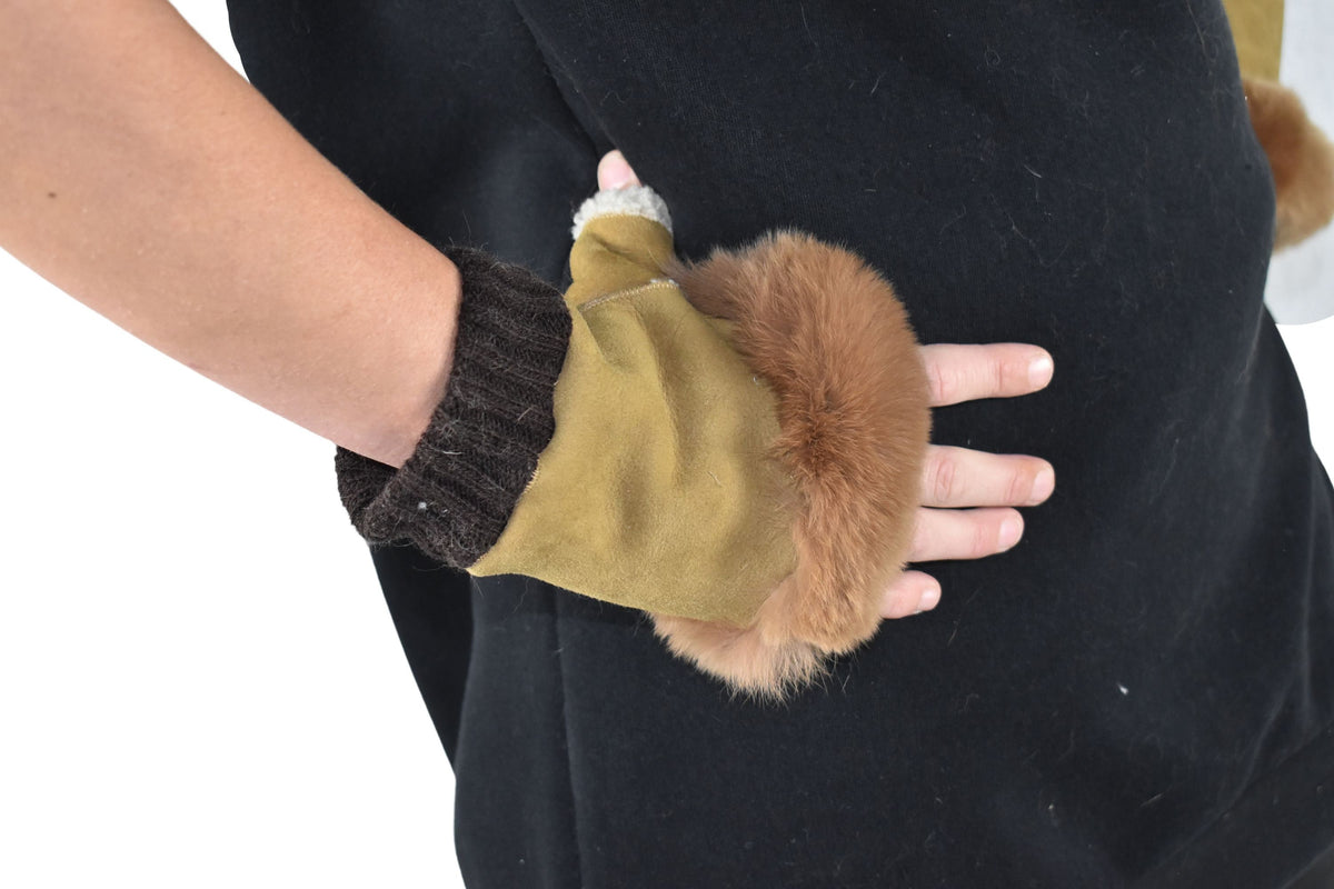 Sheepskin Fur Lined Gloves | Fur Gloves | Shearling fingerless gloves | Sheepskin Gloves | Gift For her