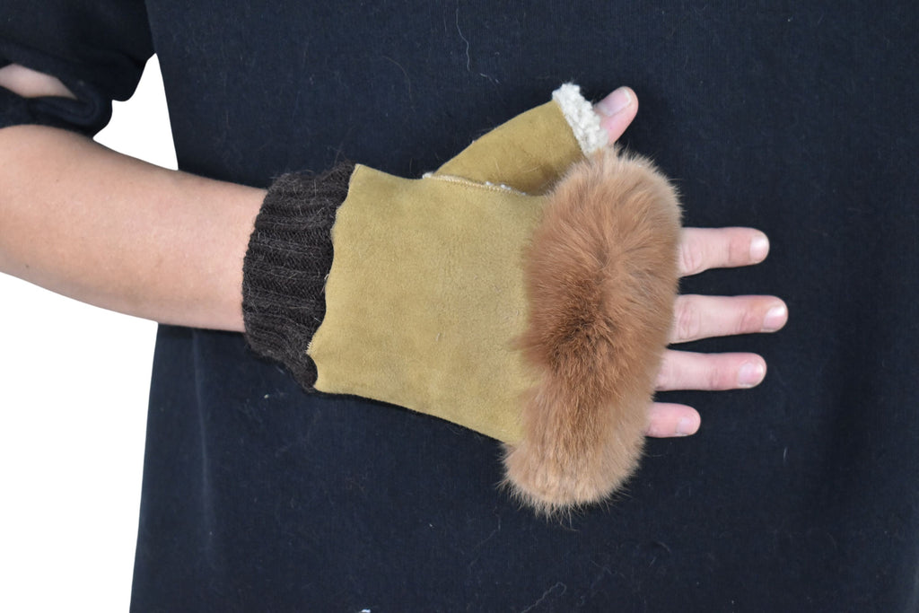 Sheepskin Fur Lined Gloves | Fur Gloves | Shearling fingerless gloves | Sheepskin Gloves | Gift For her