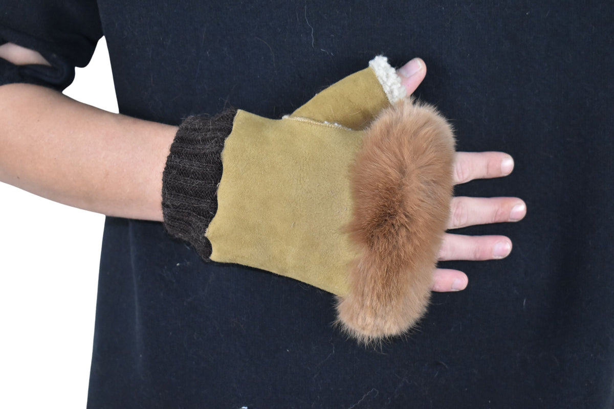 Sheepskin Fur Lined Gloves | Fur Gloves | Shearling fingerless gloves | Sheepskin Gloves | Gift For her