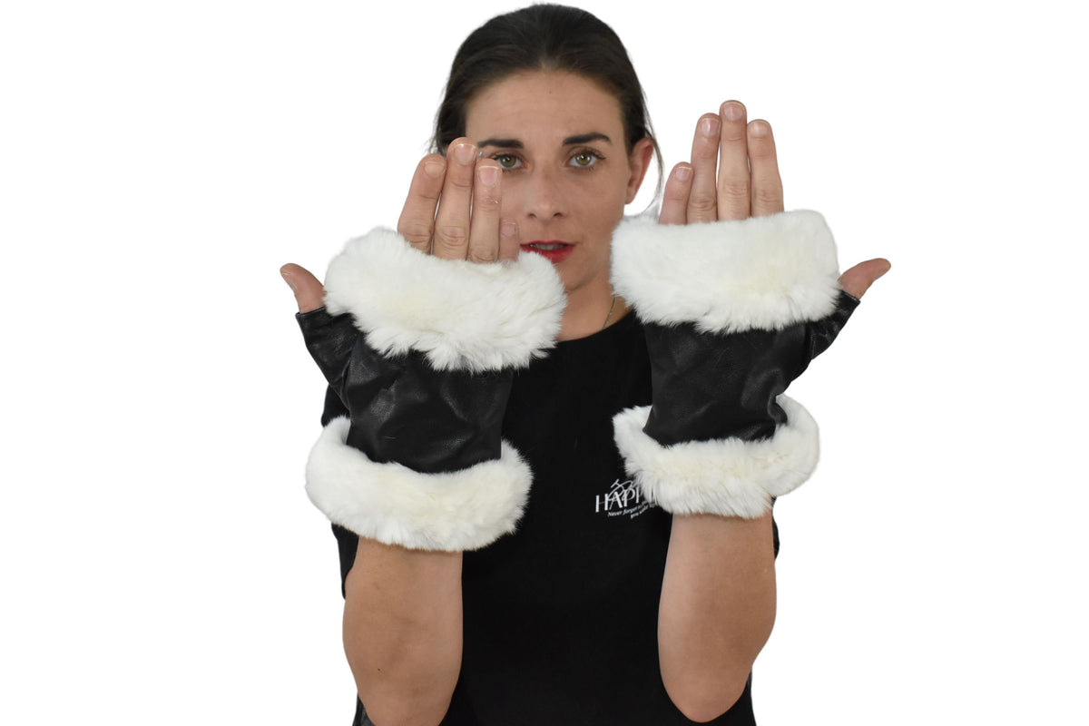 Leather  Gloves | Fingerless Mittens   | Genuine Fingerless Leather Gloves  | Women Gloves  |  | Black  Gloves | Valentine Gift