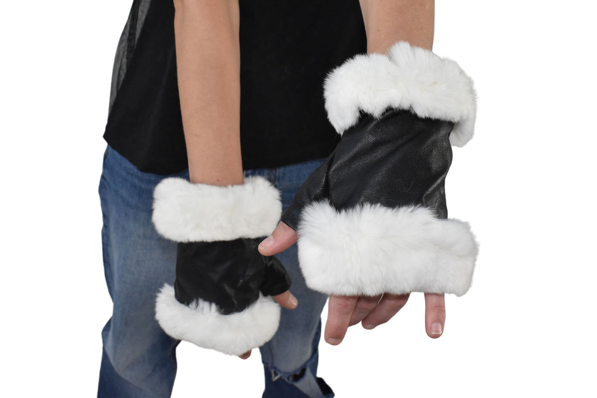 Leather  Gloves | Fingerless Mittens   | Genuine Fingerless Leather Gloves  | Women Gloves  |  | Black  Gloves | Valentine Gift