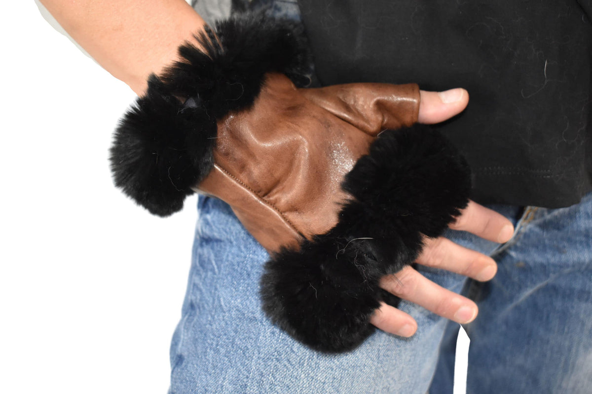 Leather Fingerless Gloves | Geniune Leather Gloves | Warm & Cozy Winter Gift for Her