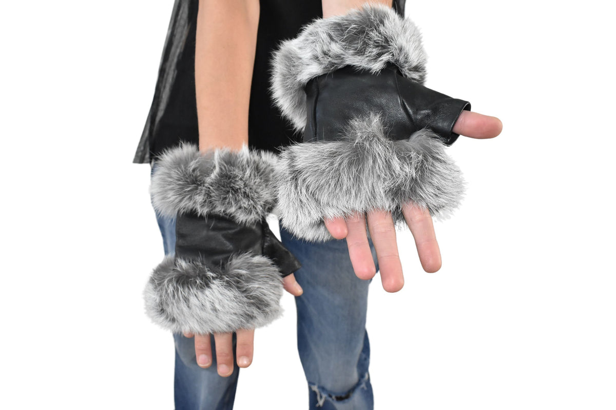 Black Leather  Gloves | Fingerless Mittens  | Genuine Fingerless Leather Gloves  | Women Gloves  |  | Black  Gloves | Valentine Gift