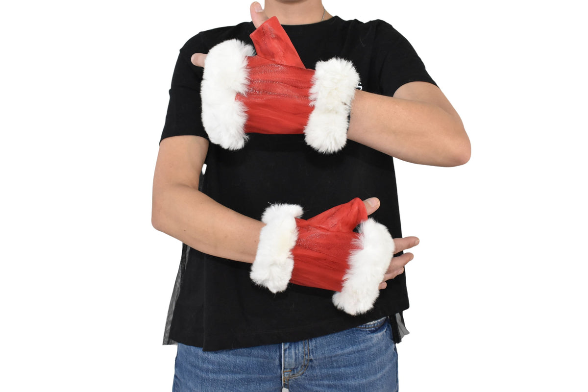 Red Leather  Gloves | Fingerless Mittens  | Genuine Fingerless Leather Gloves  | Women Gloves  |  Winter   Gloves | Valentine Gift
