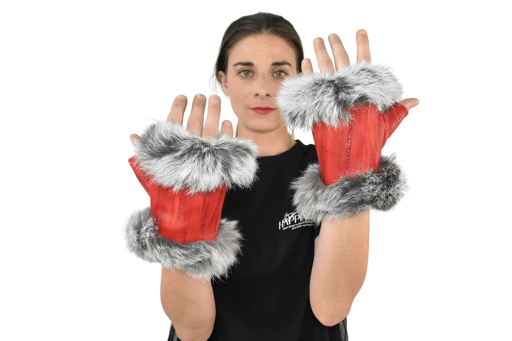 Leather Fingerless Gloves | Geniune Leather Gloves |  Warm & Cozy Winter Gift for Her