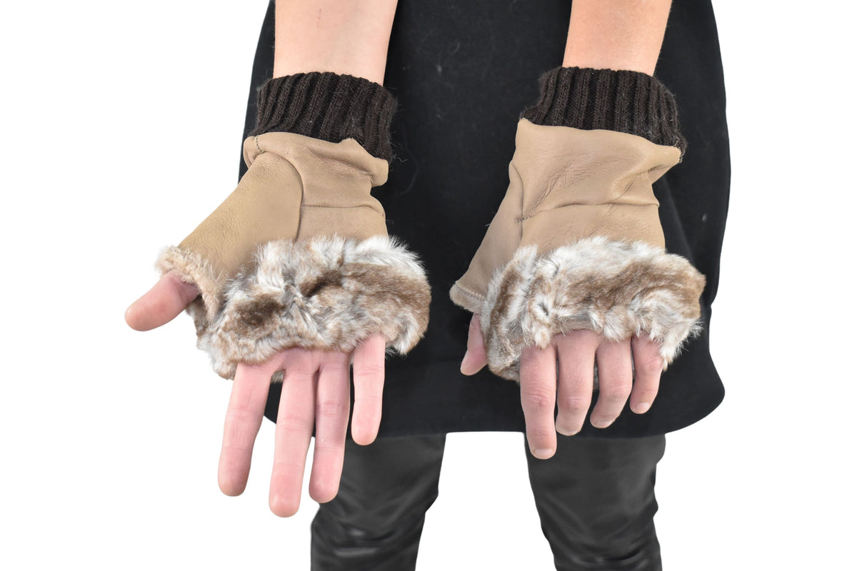 Sheepskin Fur Lined Gloves | Fur Gloves | Shearling fingerless gloves | Sheepskin Gloves | Gift For her