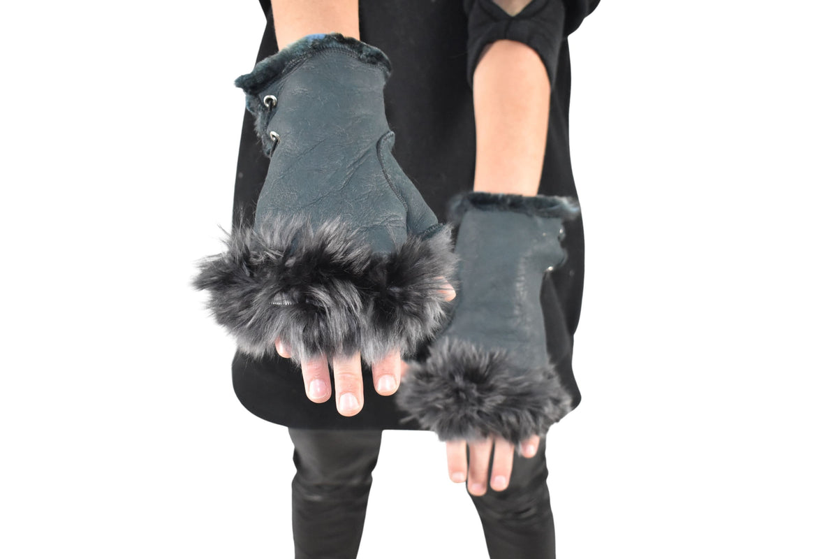 Sheepskin Shearling Fur Lined Gloves |  sheepskin gloves Gift For Her | Christmas gift