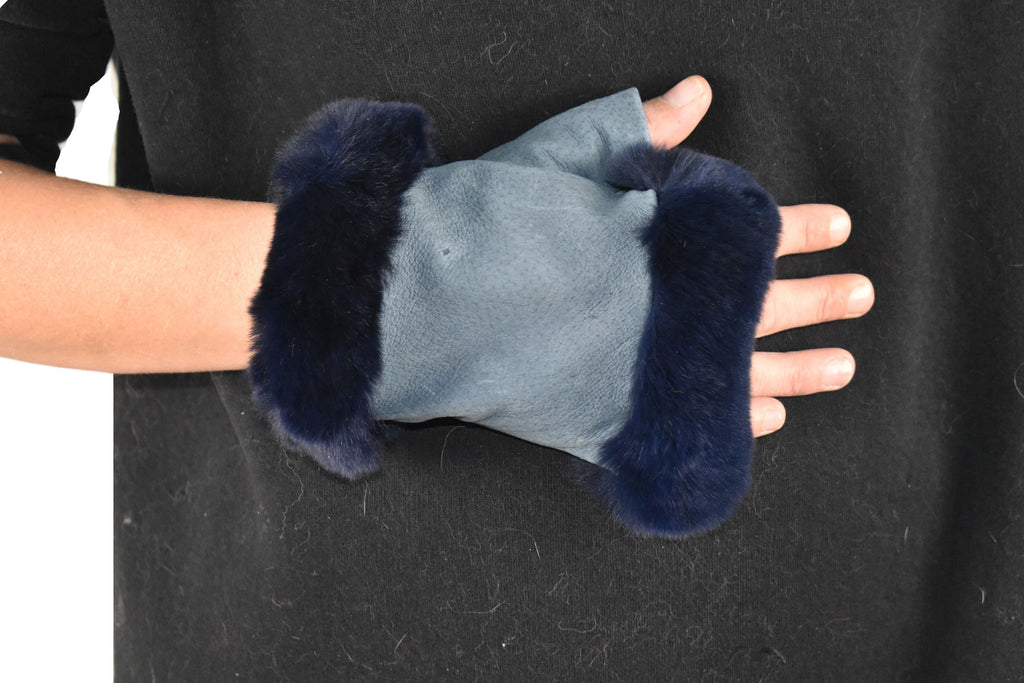Leather Gloves  | Genuine Leather Gloves  | Women Gloves  | Rex rabbit Fur  Gloves | Black  Gloves | Valentine Gift