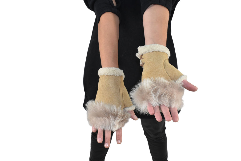 Δάχτυλα γάντια από shearling | Γάντια από δέρμα προβάτου | Γούνινα γάντια | Ζεστό & Άνετο Χειμωνιάτικο Δώρο για Εκείνη
