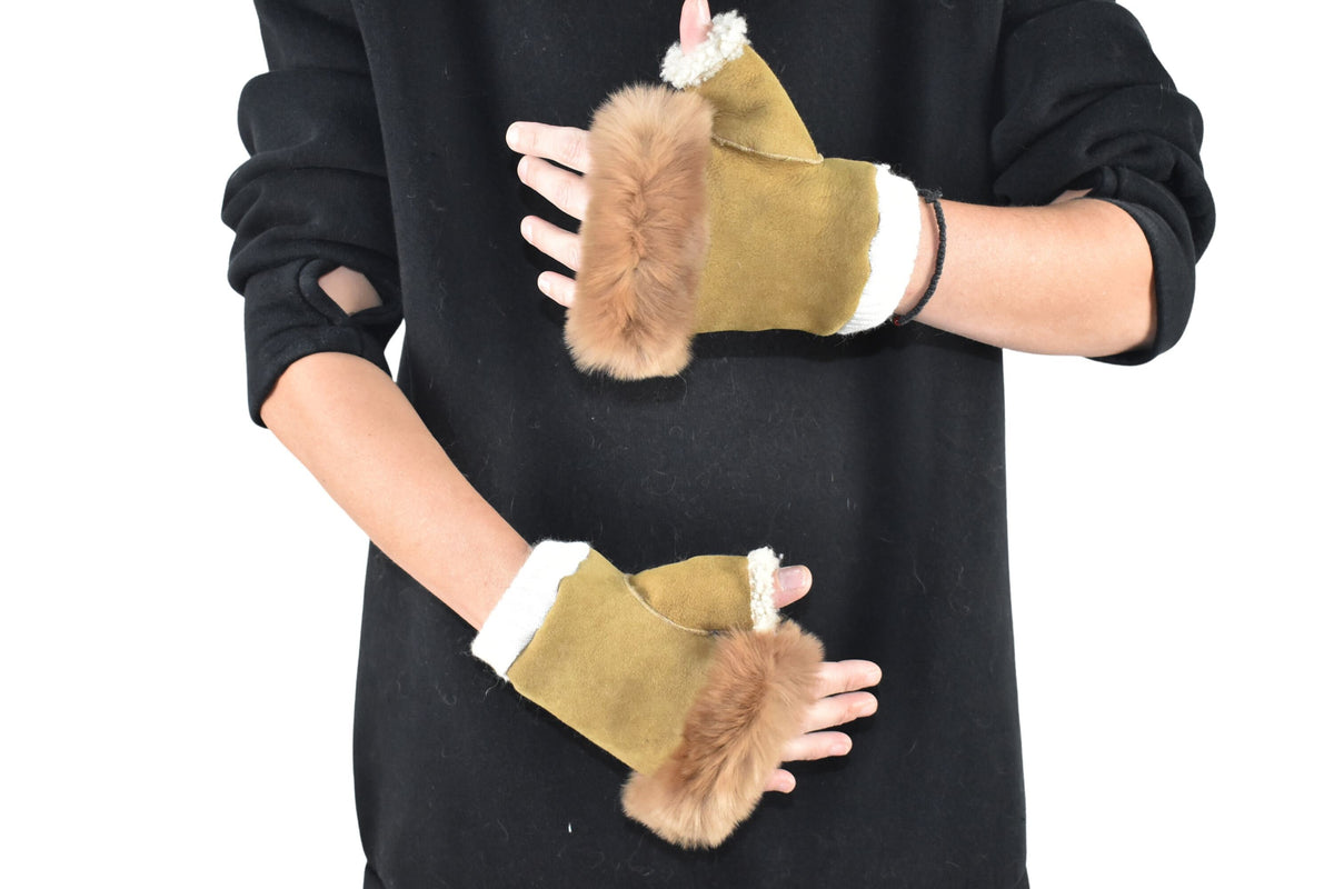 Sheepskin Fur Lined Gloves | Fur Gloves | Shearling fingerless gloves | Sheepskin Gloves | Gift For her
