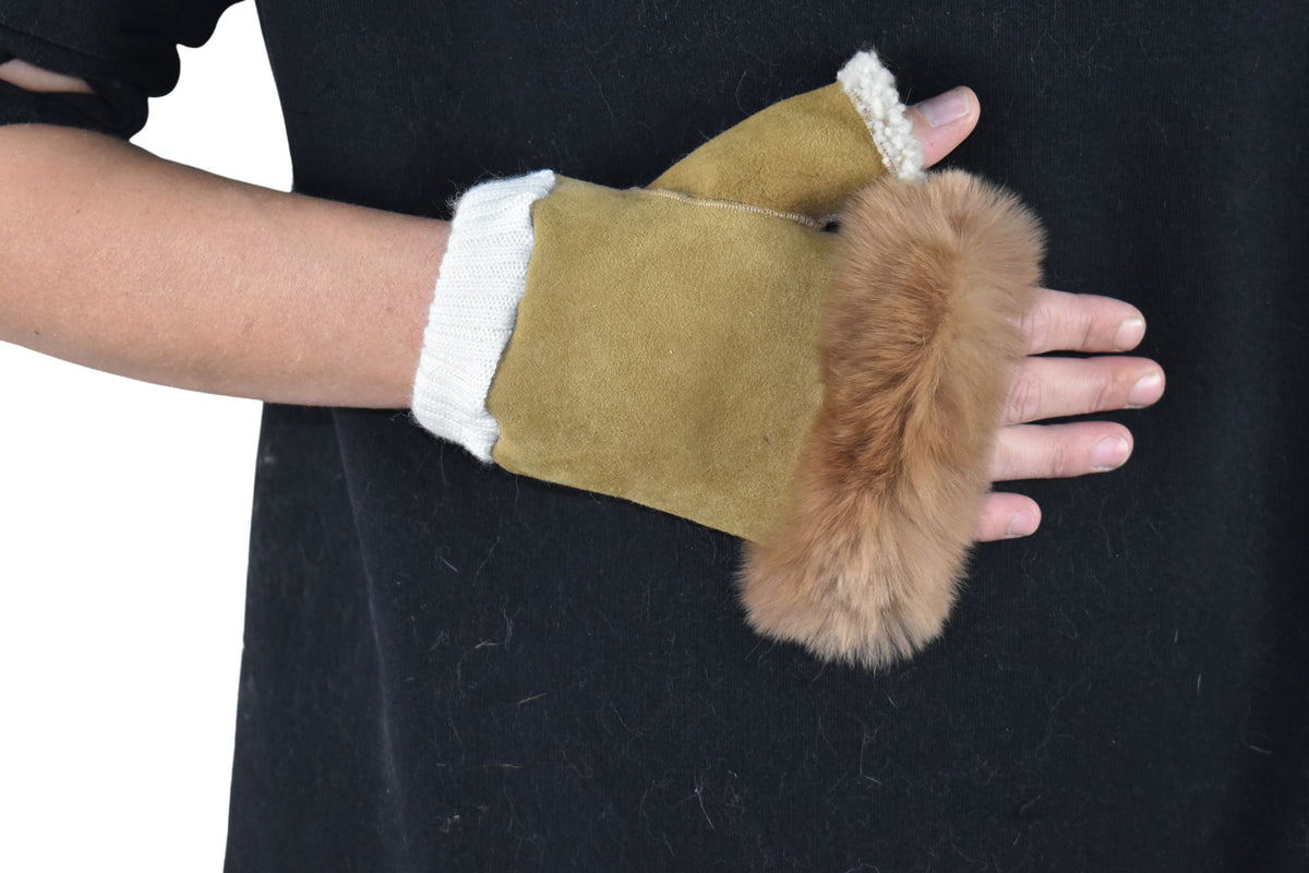 Sheepskin Fur Lined Gloves | Fur Gloves | Shearling fingerless gloves | Sheepskin Gloves | Gift For her