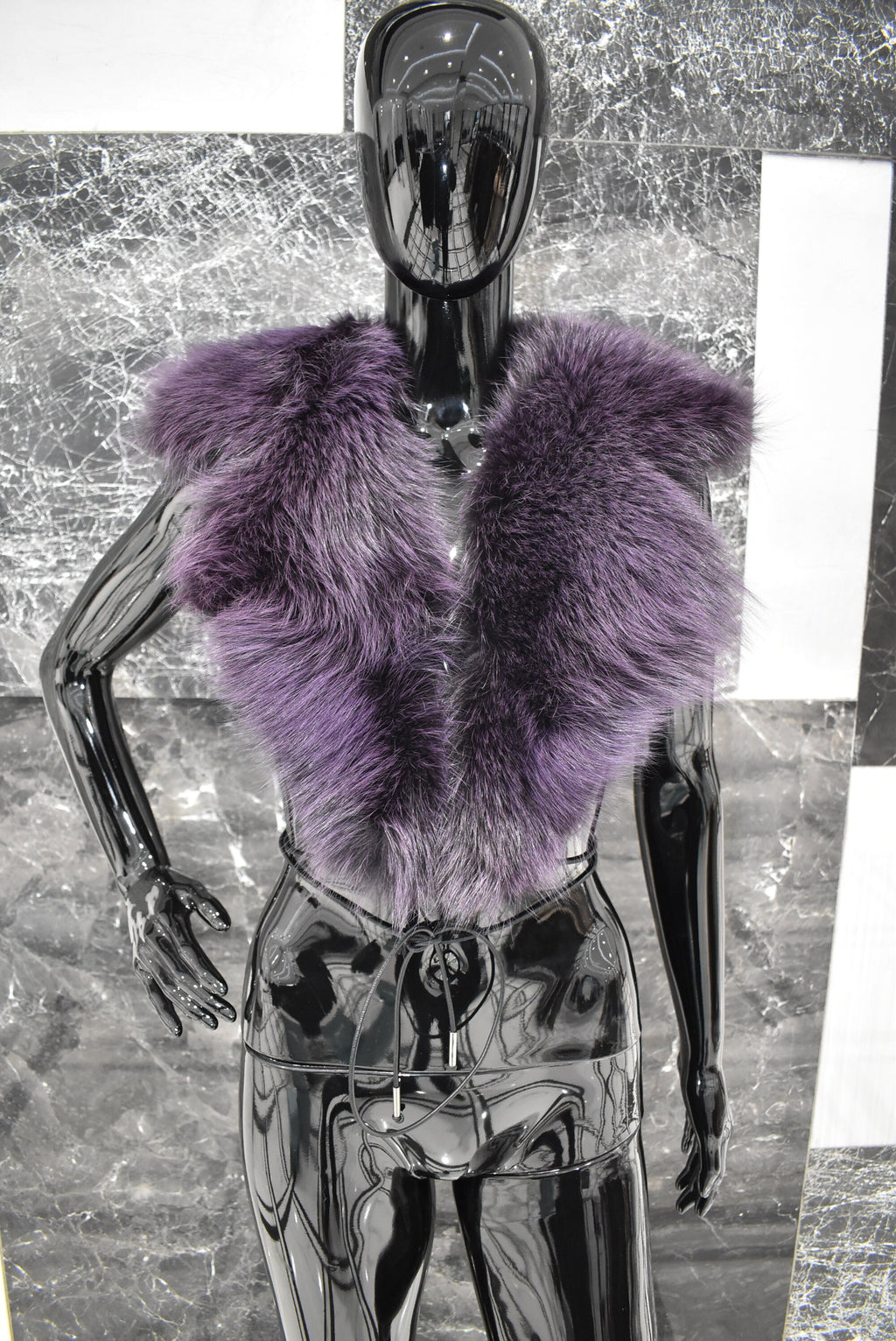 Large Fox Fur Collar | Purple Fur Collar | Detachable Fur collar |  Gift For Her