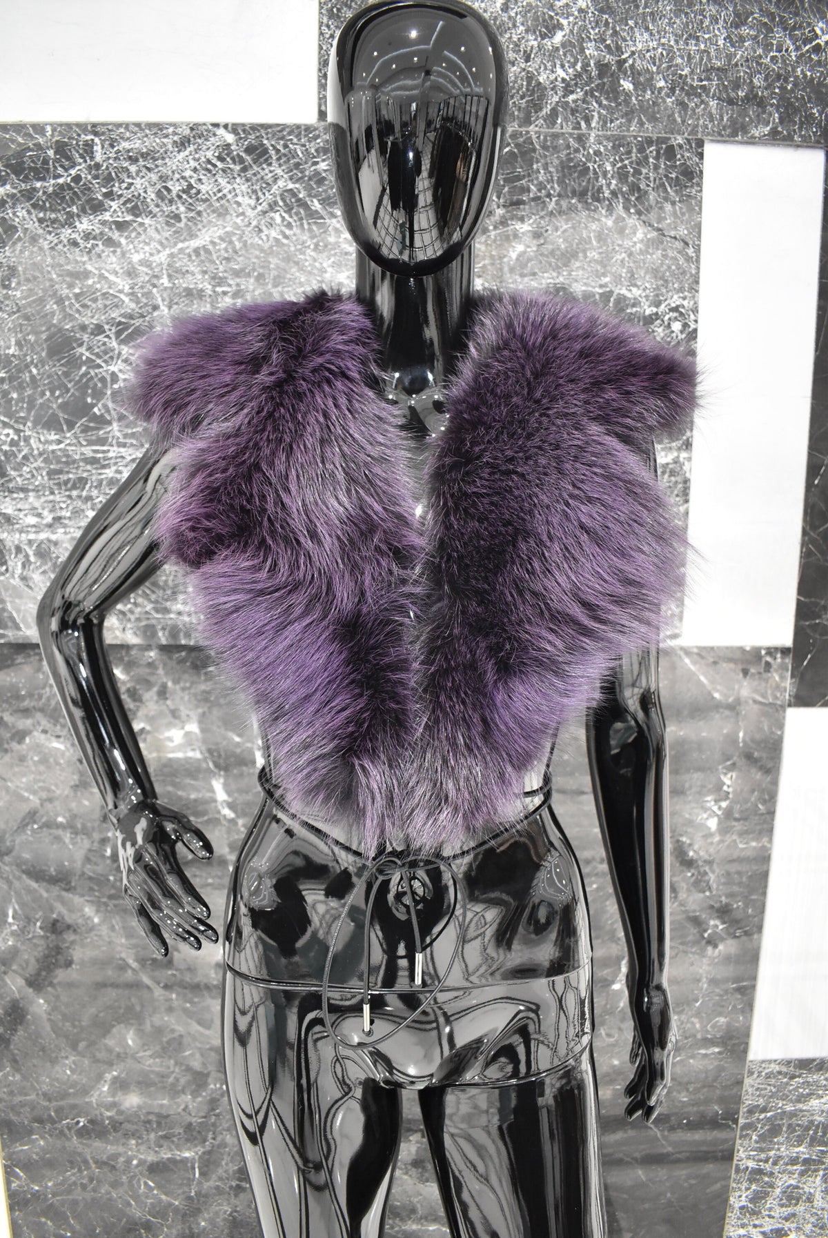 Large Fox Fur Collar | Purple Fur Collar | Detachable Fur collar |  Gift For Her