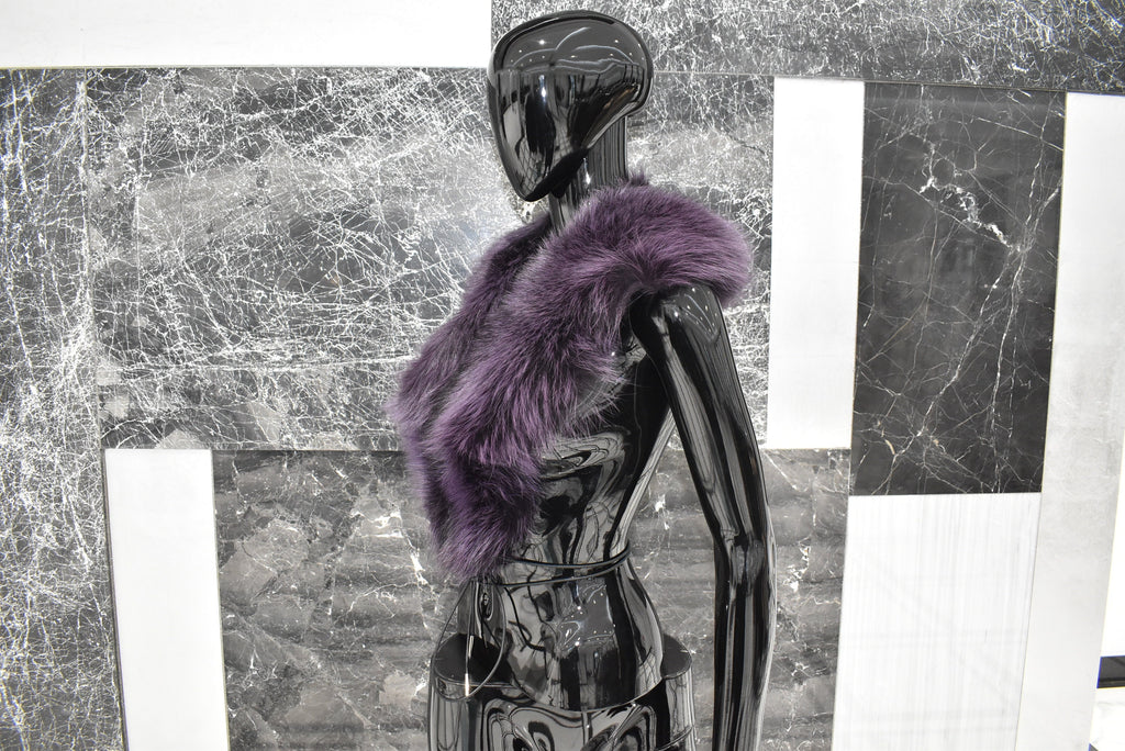 Large Fox Fur Collar | Purple Fur Collar | Detachable Fur collar |  Gift For Her