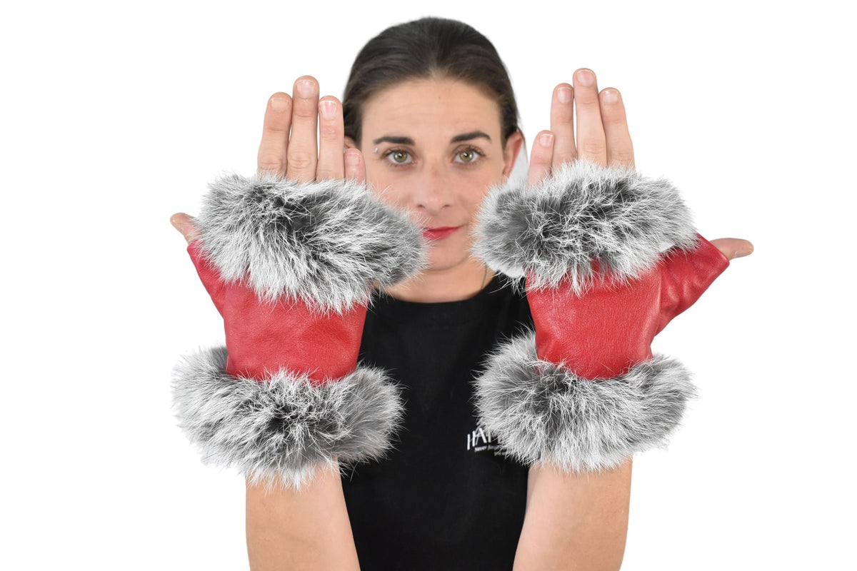 Geniune Leather Gloves |  Leather Fingerless Gloves |  Warm & Cozy Winter Gift for Her