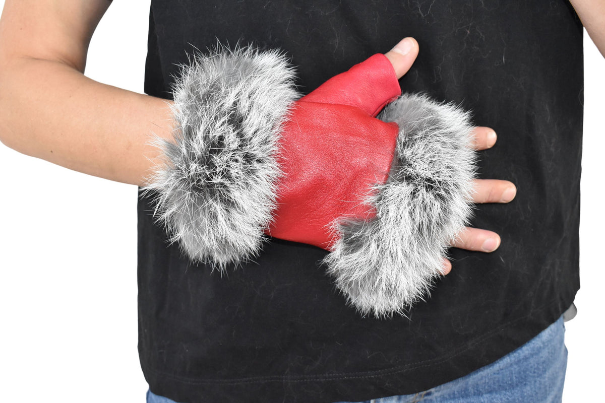 Geniune Leather Gloves |  Leather Fingerless Gloves |  Warm & Cozy Winter Gift for Her