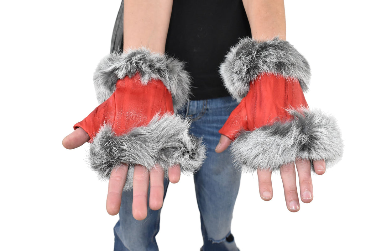Leather Fingerless Gloves | Geniune Leather Gloves |  Warm & Cozy Winter Gift for Her