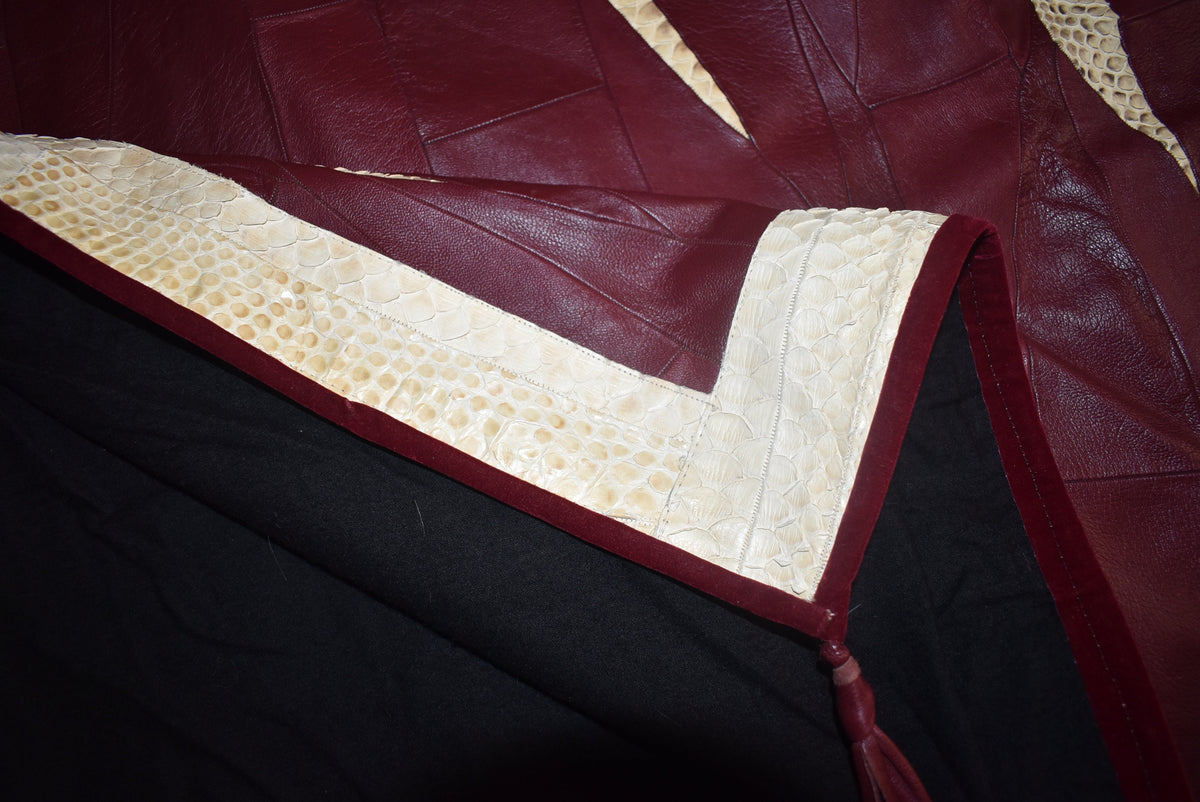 Leather Sofa Throw | Bordeaux  Leather Blanket | handmade Sofa Slipcover | Sofa Cover | leather With Fur Sofa Cover Throw