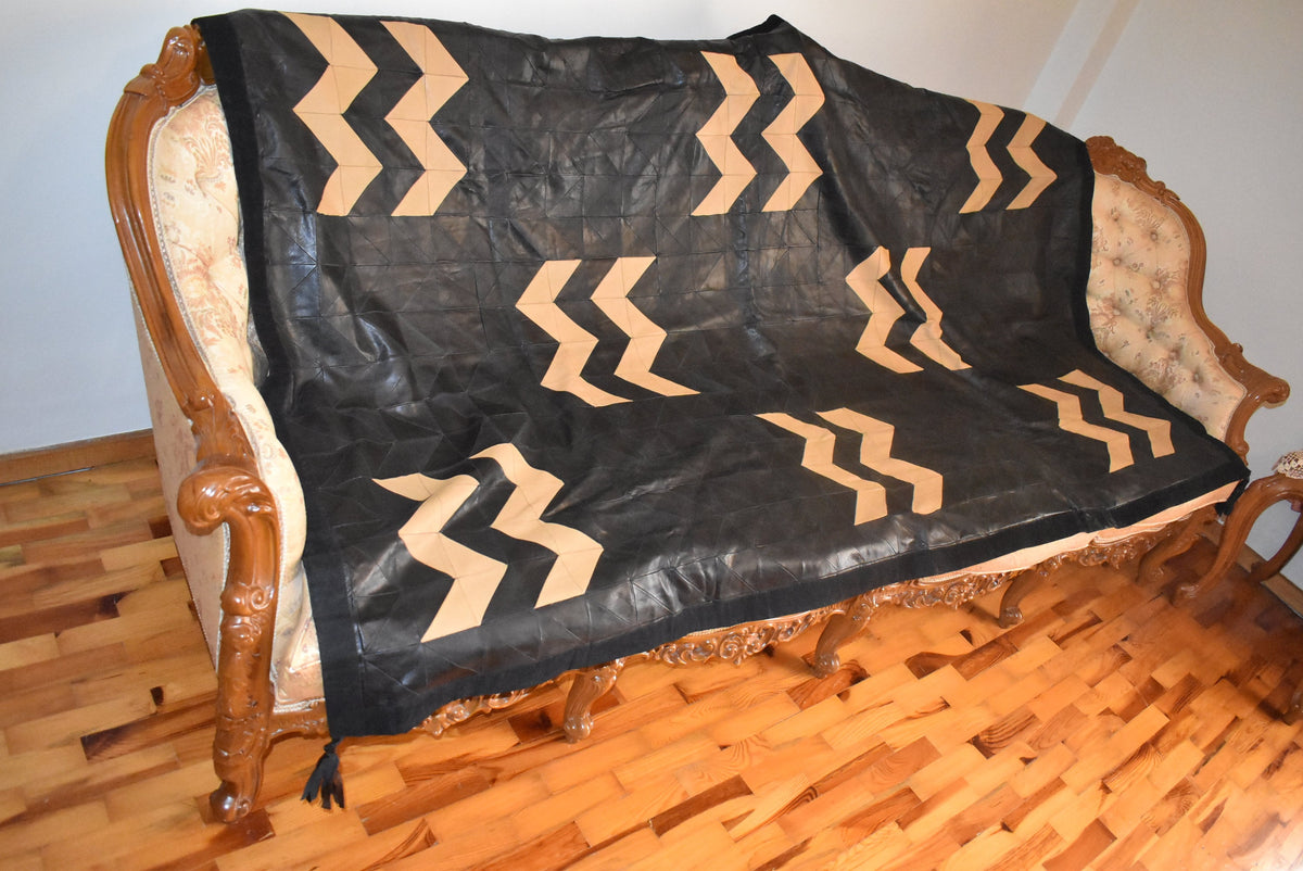Real Leather Sofa Throw Cover  |  Leather Blanket |  handmade Sofa Slipcover | Cover Throw | leather With Fur Sofa Cover Throw