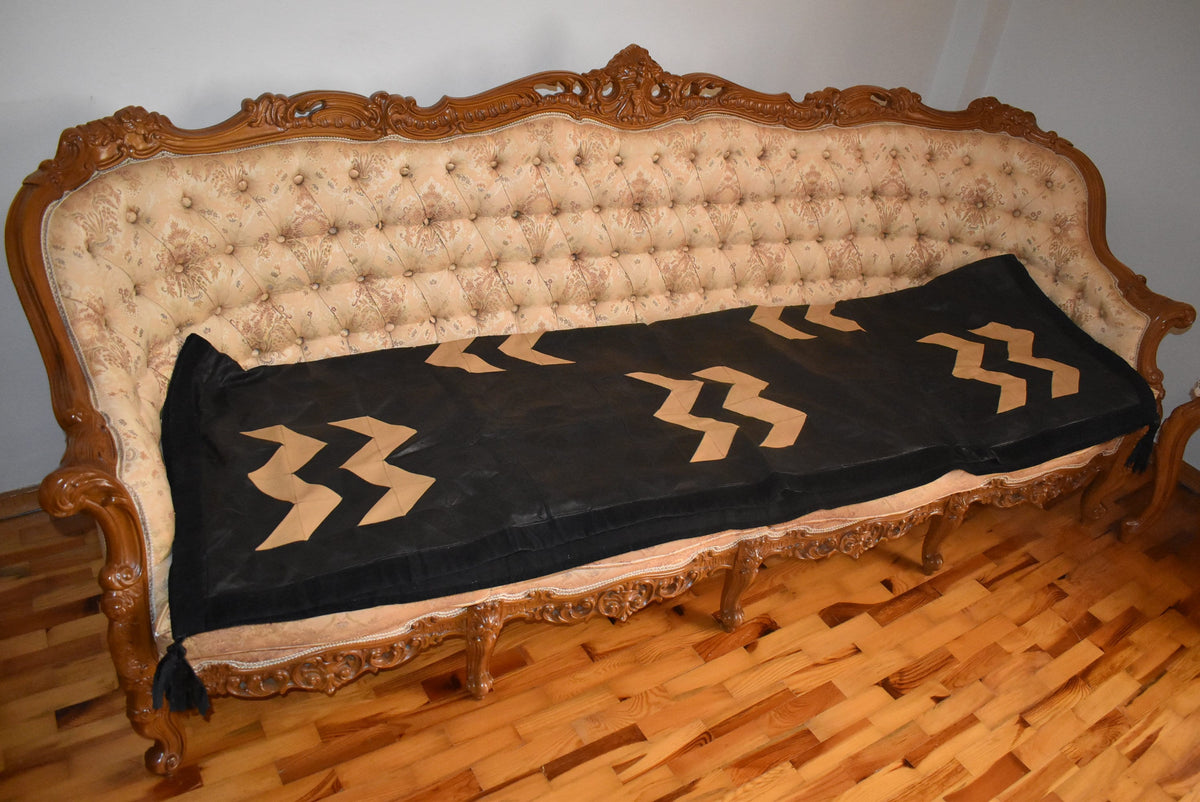 Real Leather Sofa Throw Cover  |  Leather Blanket |  handmade Sofa Slipcover | Cover Throw | leather With Fur Sofa Cover Throw