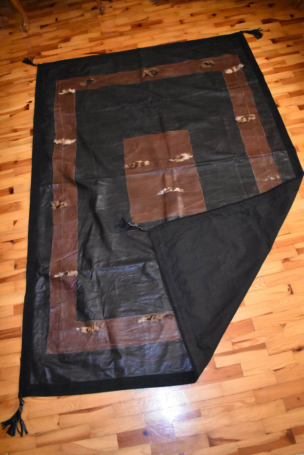 Handmade Lambskin Leather Sofa Throw Cover: Non-Slip Couch Blanket