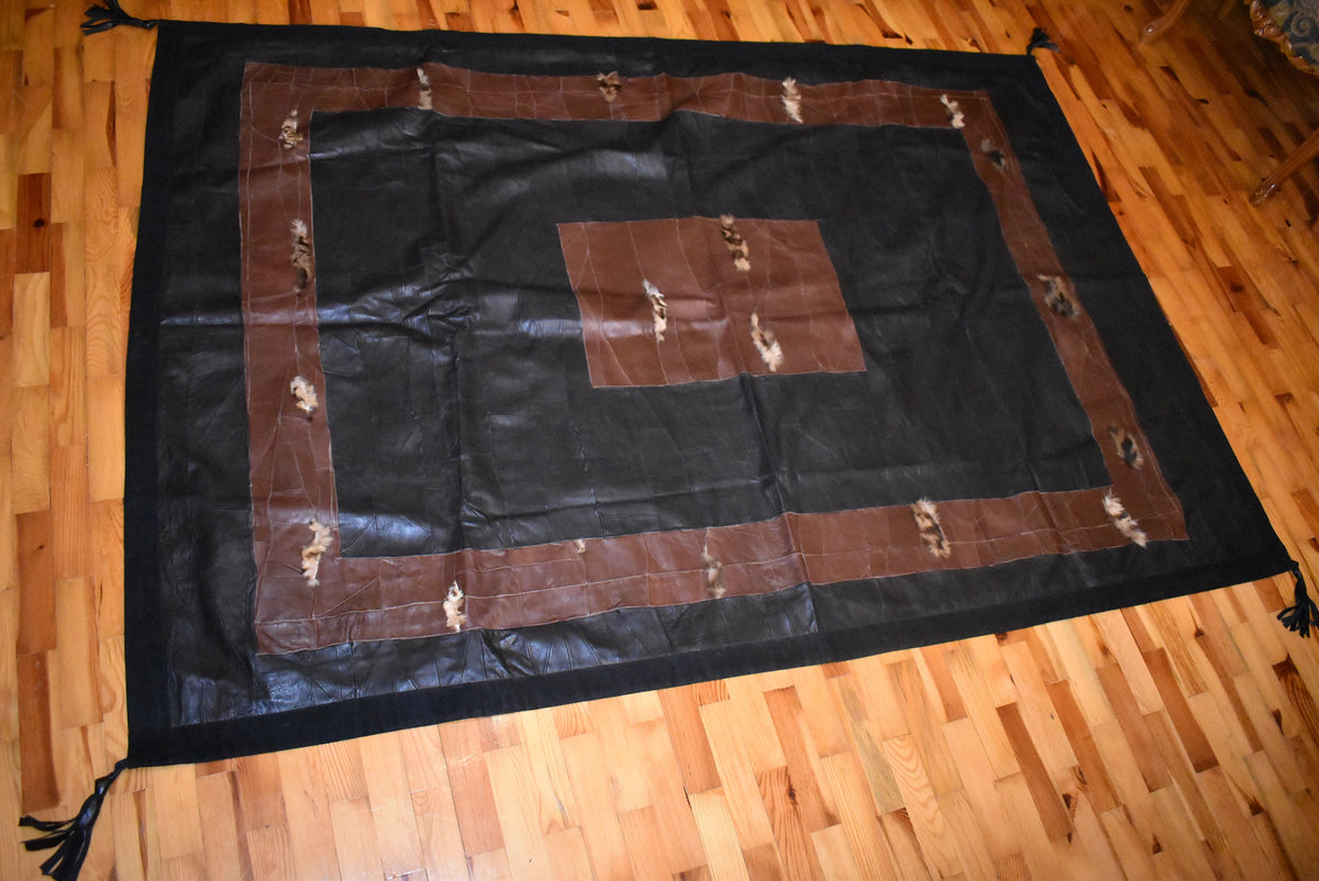 Handmade Lambskin Leather Sofa Throw Cover: Non-Slip Couch Blanket