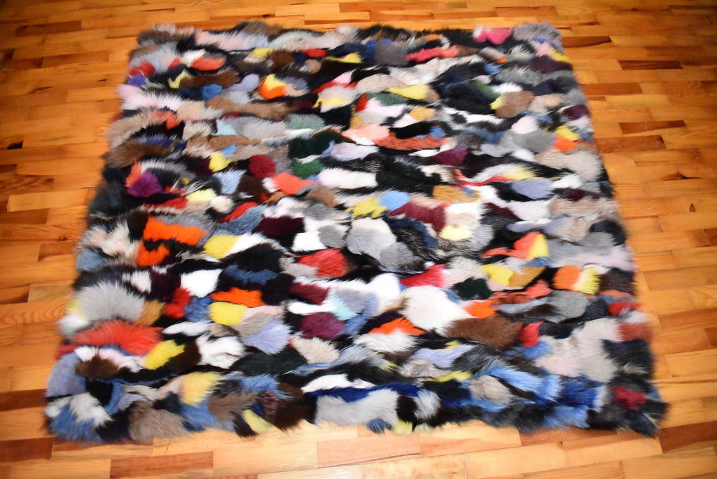Multicolor Fur Blanket | Fox Fur Throw | Fur Throw bedspread | Sofa throw  | 100% HANDMADE | Home Decor