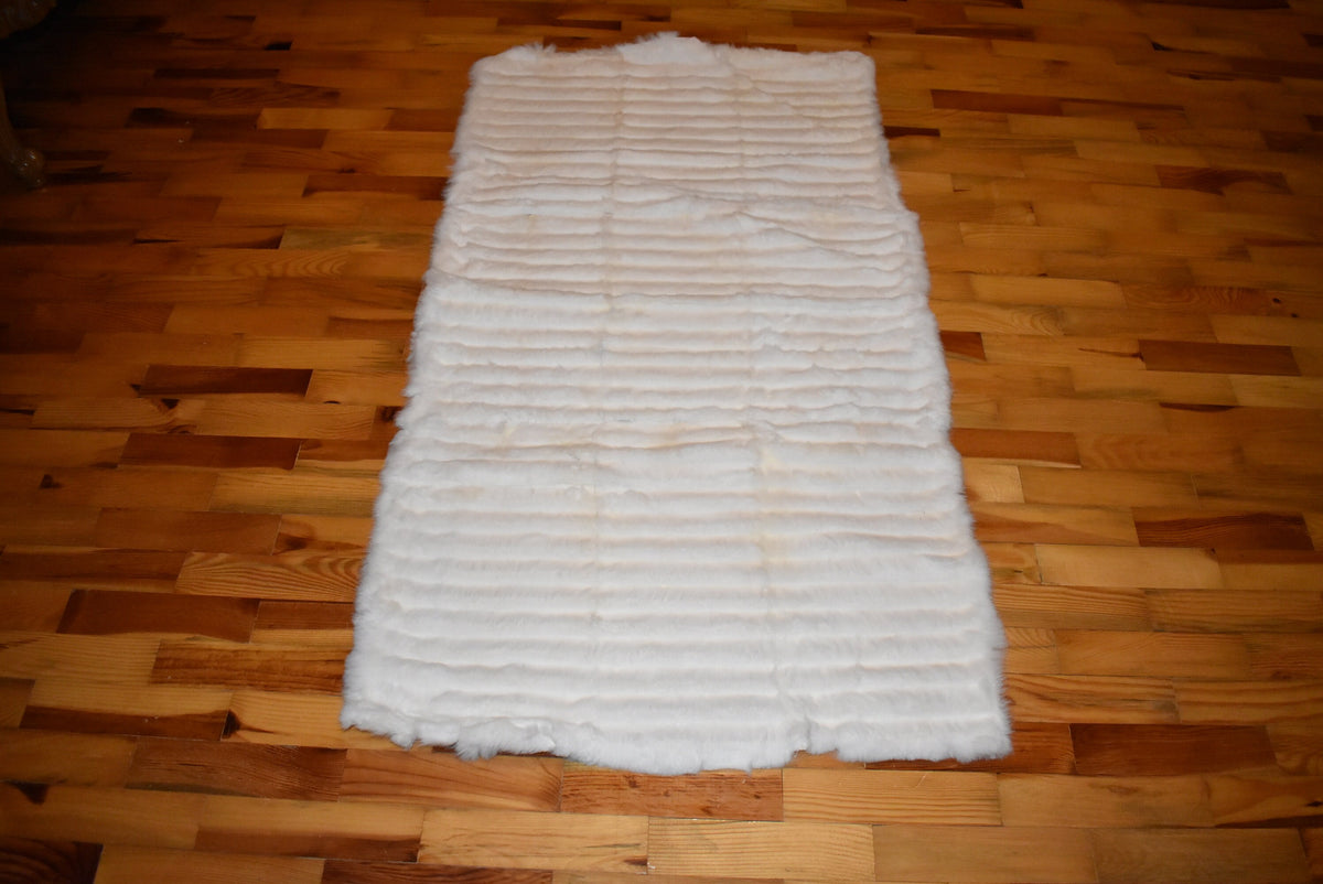 Sofa cover | Luxury Fur Throw | White Sheared Rabbit Fur Cover Blanket | Armchair Cover Made of Real Fur